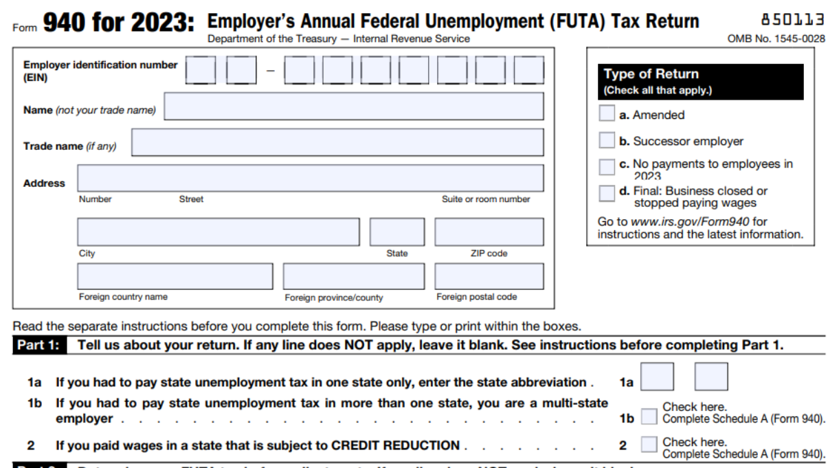 Form 940 for 2023